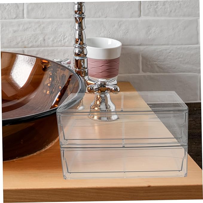OUNONA 2pcs Detachable Acrylic Cosmetic Organizer Box Drawer Stylish Desktop Storage for Makeup and Space-saving Design for Bathroom Vanity