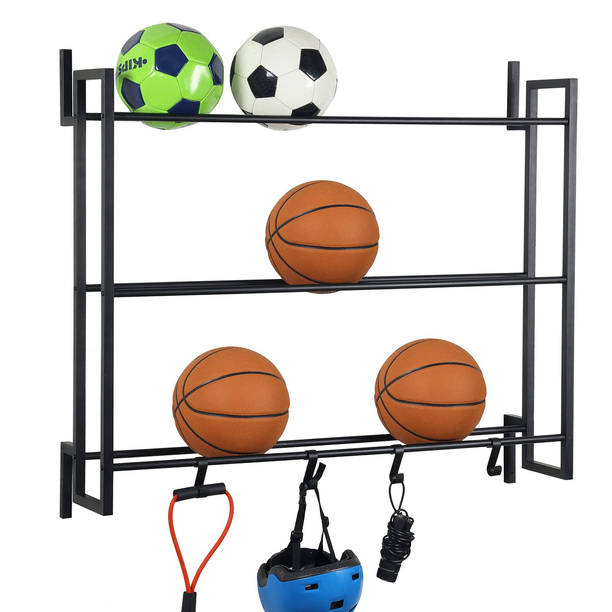 MyGift Ball Rack Wall Mounted, 3 Tier Gym Exercise | Home Organization - Image 1