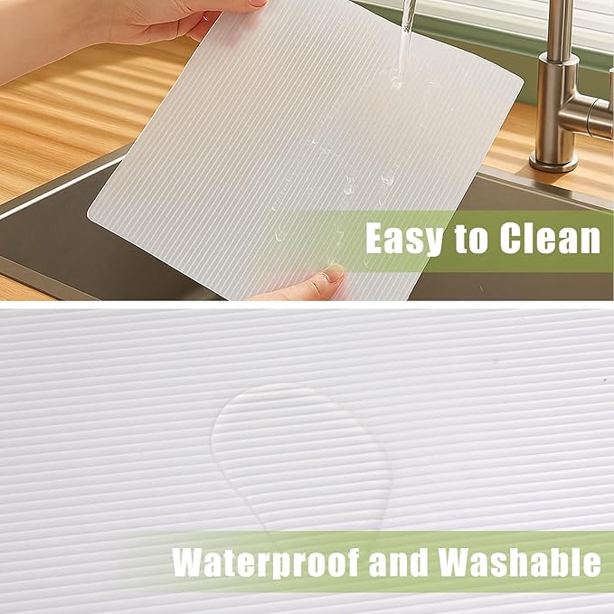 Shelf Liner 24 Inches Wide, Non Adhesive Cabinet Liner Thickened, Waterproof Under Sink Mat, Non Slip Drawers Liner for Kitchen Cabinet, Shelves, Refrigerator, Desks, Clear, 24 Inches x 20 FT