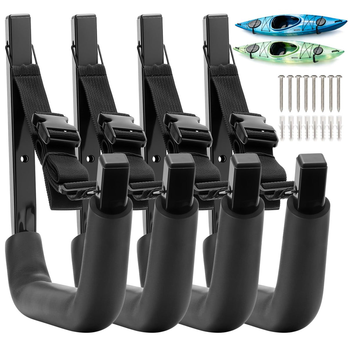 Kayak Wall Mount Rack, Heavy Duty Steel Storage Hooks for Kayak - Image 1