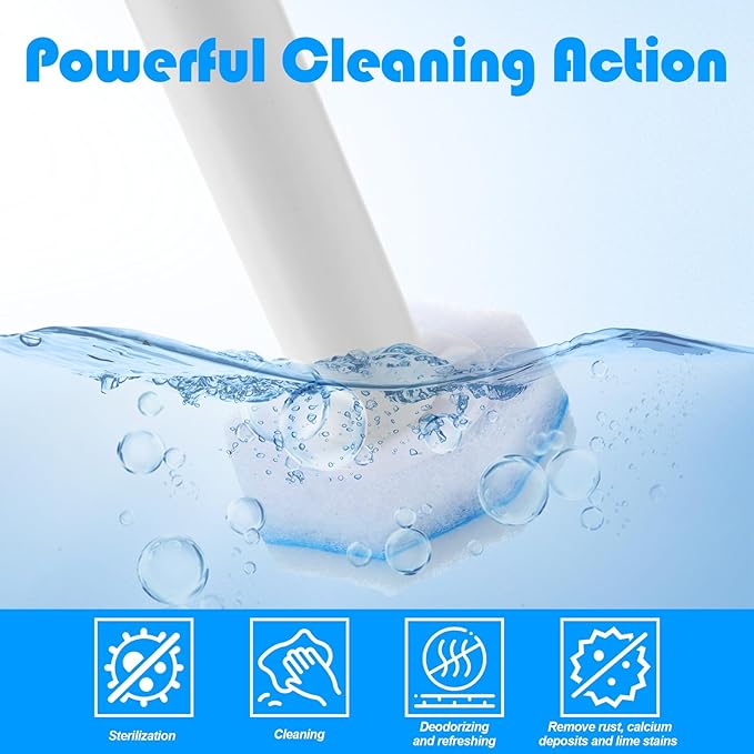 60 Counts Disposable Toilet Wand Refills Compatible with Most Bowl Brush Wand, Toilet Bowl Cleaner Refill Pads, Disposable Bathroom Toilets Brush Scrubber for Deep Cleaning Stain Removal
