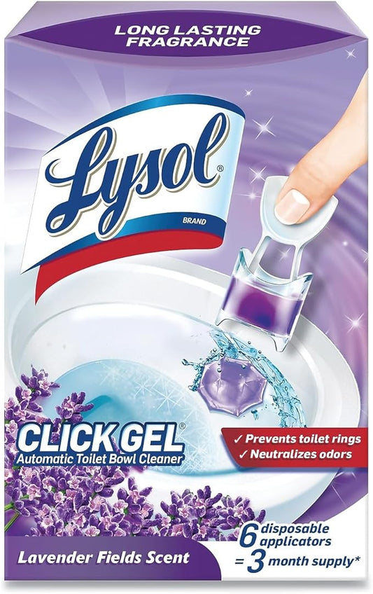 Lysol Click Gel Automatic Toilet Bowl Cleaner, Toilet Gel Stamp, Toilet Freshener, Bathroom Essentials, Refreshing Lavender Scent, 6 Count (Pack of 1)