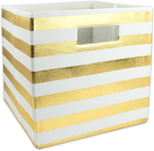 DII Polyester Cube Storage Collection Hard Sided Collapsible, 11x11x11, Gold