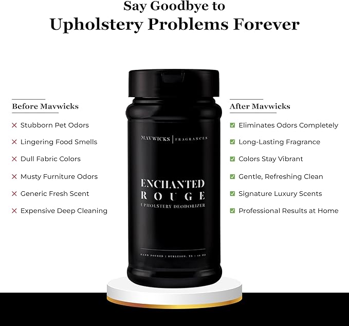 Fragrances - Upholstery Deodorizer (Enchanted Rouge) 16 Oz - Rug, Couch & Carpet Deodorizer - Vacuuming Powder, Pet Safe Carpet Freshener Powder - Odor Eliminator for Home