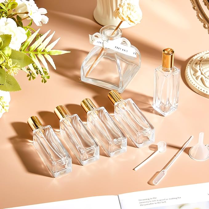 Domensi 30 Pcs 10/20/30 ml Perfume Travel Refillable Bottles Glass Spray Bottle Perfume Atomizer for Cologne Dispenser Leak-proof Fragrance Bottles Atomizer Pump Bottle Kit (Gold)