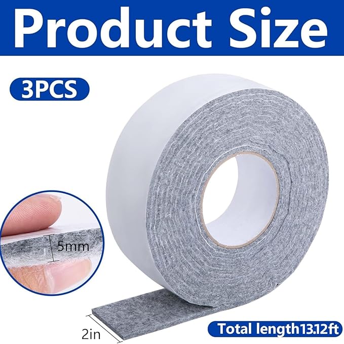 3 Roll 13.12Ft x 2Inch Window Condensation Prevention Absorber, 5mm Think Condensation Water Moisture Absorber Tape, Reusable Window Condensation Absorber Strips to Prevent Condensation