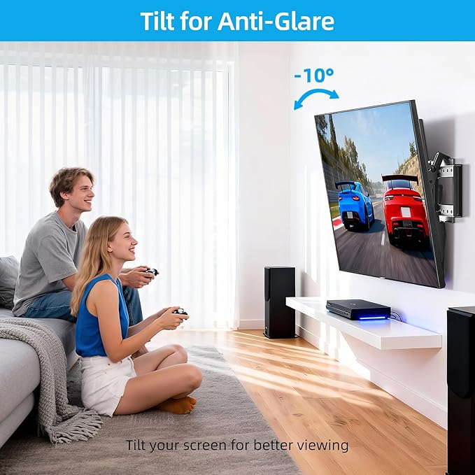 HOME VISION Heavy Duty Tilt TV Wall Mount Bracket for 32-86 Inch Flat/Curved TVs, 165Lbs Capacity, Max VESA 600x400mm, Fits 12/16/24 Inch Studs, Low Profile, Universal, HV9601