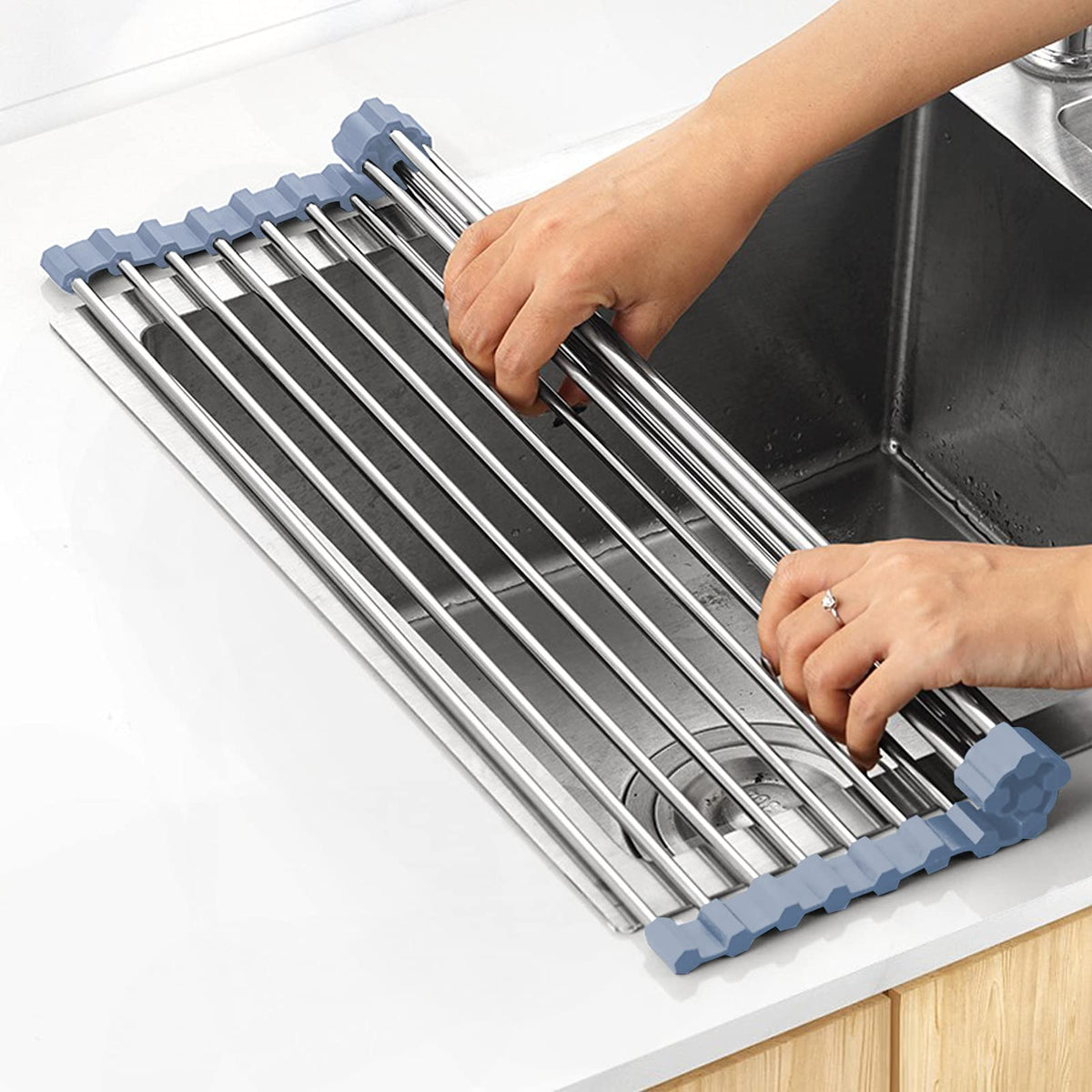 MECHEER Over The Sink Dish Drying Rack, Roll Up Dish | All Products - Image 1