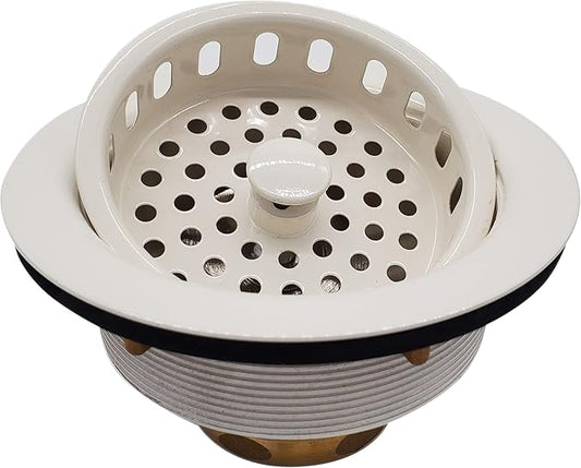 Westbrass D214-51 3-1/2" Post Style Large Kitchen Sink Basket Strainer, Powder Coat Almond