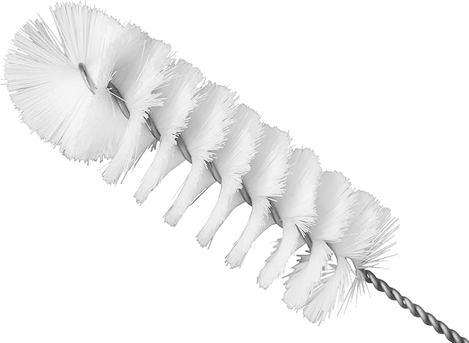 EISCO (Pack of 12) Nylon Cleaning Brushes with Fan-Shaped Ends, 12.25" - Twisted Stainless Steel Wire Handles - Ideal for 1.2" - 1.4" Diameter Tubes, Bottles, Flasks, Cylinders, Jars, Vases, Cups