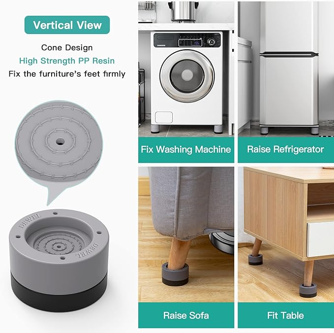 Anti Vibration Pads Shock and Noise Cancelling Washing Machine Support,Washing Machine Pan for Washer and Dryer Protects Pedestals,Protect Washer Dryer from Shaking Walking Stabilizer Mat