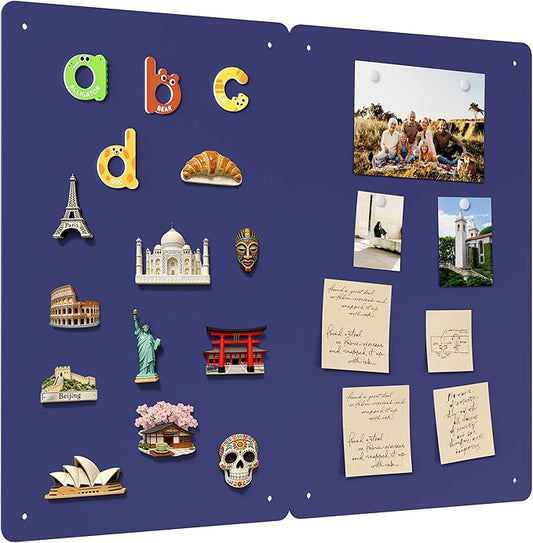 2 Pack Magnetic Board for Wall, 17.5" x 11.4" Magnet Bulletin Memo Board, Metal Sheets to Display Magnetic Letter Number Souvenir, Notes, Poetry, Photos, Blue