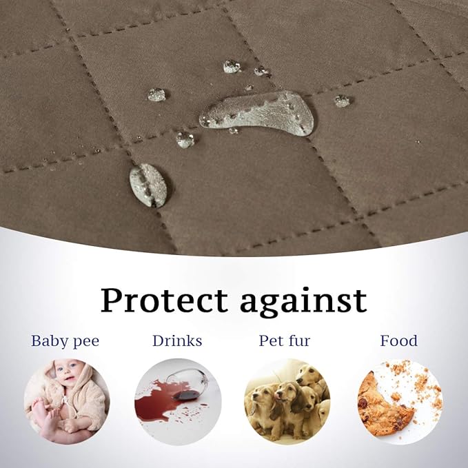 H.VERSAILTEX Water Repellent Chair Slipcover Reversible Stain and Dog Tear Resistant Slipcover Durable Furniture Protector with Elastic Strap Washable Chair Cover for Pet(Armchair, Taupe Brown/Beige)