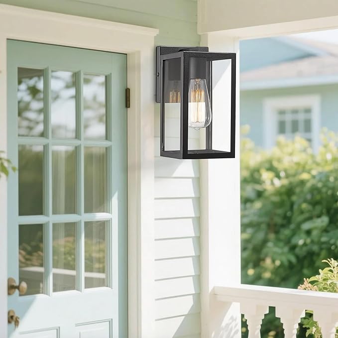Bestshared Exterior Wall Light, Outdoor Wall Lantern, Exterior Mount Lighting Fixture, Outside Lamp for Porch, Entryway, Garage (Black, 4 Pack)