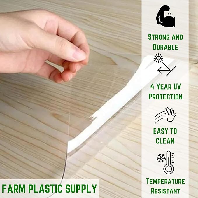 Farm Plastic Supply - Clear Vinyl Sheeting - 80 Mil - Vinyl Plastic Sheeting, Clear Vinyl Roll, Clear Vinyl Sheet for Storm Windows, Clear Vinyl, Covering, Tablecloth Protector (6.5' x 25')