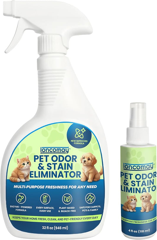 Stain & Odor Eliminator for Strong Odor, Enzyme Pet Odor Eliminator for Home, Carpet Stain Remover for Cat & Dog Urine, Kit