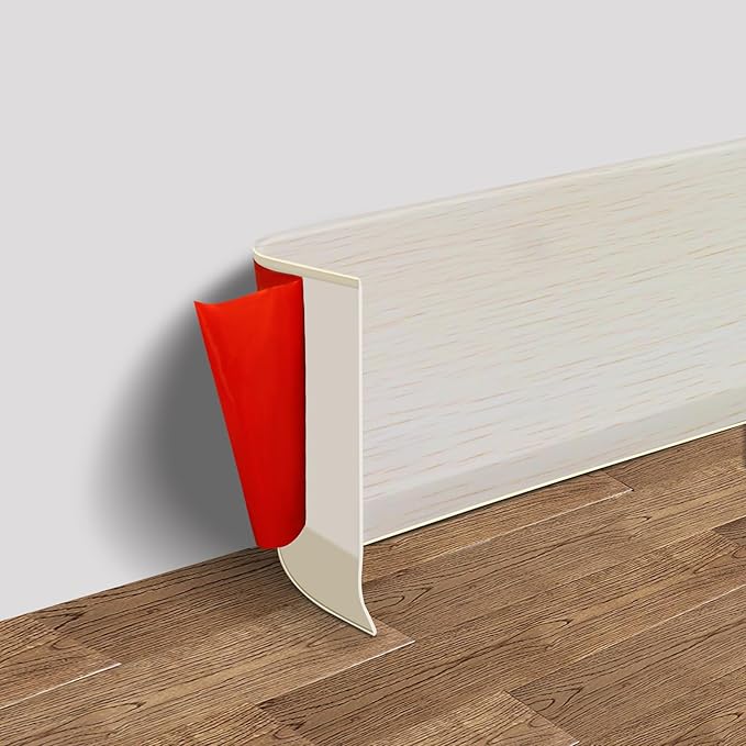 Vinyl Wall Base Baseboard Molding Trim 6" Flexible Self Adhesive Rubber Wall Base Moulding Trim Peel and Stick Design, 6 Inch x 60 Feet, Beige Wood