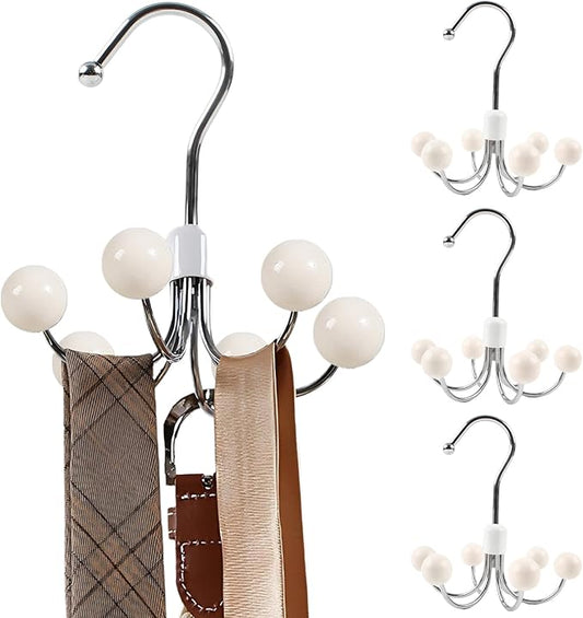 4 Pack Hoodie Hanger for Organizer 360° Swivel Closet Hooks for Belt, Space-Saving Hanger Bra Storage, Accessorise Organizer for Tie, Hat, Tanktop, Scarf, Purse