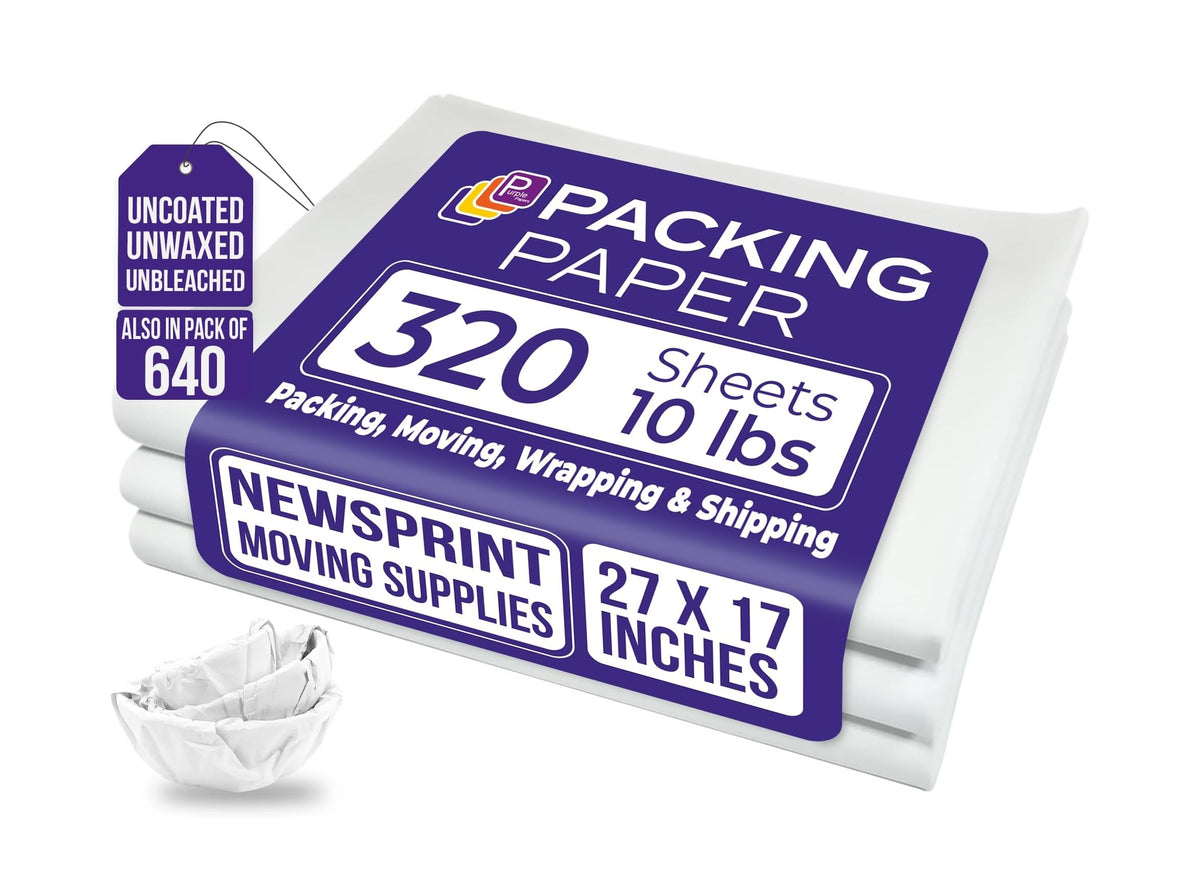Purple Papers White Bulk Packing Paper | 320 sheets | 27" x 17" | - Image 1