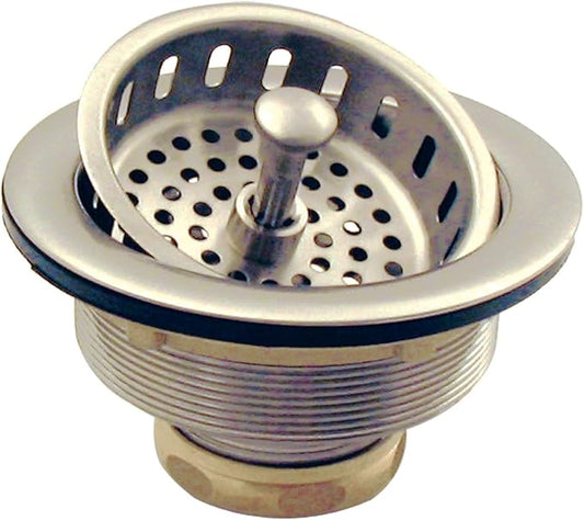 Westbrass D214-07 3-1/2" Post Style Large Kitchen Sink Basket Strainer, Satin Nickel