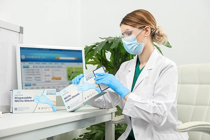 Disposable Nitrile -Small- Powder Free, Rubber Latex Free, Non Sterile- Soft with Textured Tips -Blue-Small