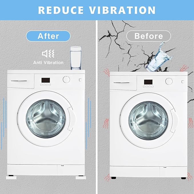 SEISSO Anti Vibration Pads, Anti Walk & Anti Shaking Washer Vibration Pads, Noise Reducing Anti Vibration Mat for Washing Machine with Strong Grip Washer and Dryer Rubber Foot Pads - 8PCS, White