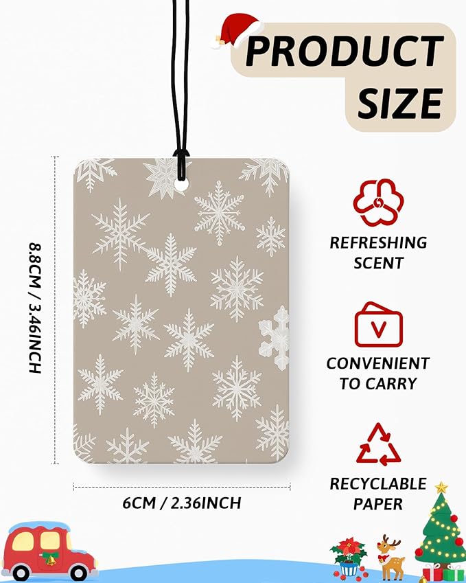 Merry Christmas Berry Car Air Freshener 4 Pcs, Classic Christmas Snowflake Gingerbread Hanging Air Freshener for Cars Closet Drawer Books, Cute Girly Car Accessories Mirror Decor for Women