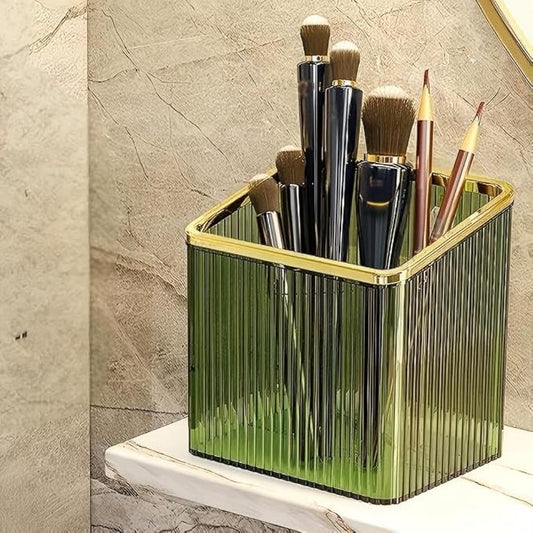 Adhesive Wall Shelves No Drill Hanging Organizer - Plastic Floating Storage Bins for Kitchen,Bathroom,Office - Makeup and Home Goods Mountable Shelf (Green and Gold)