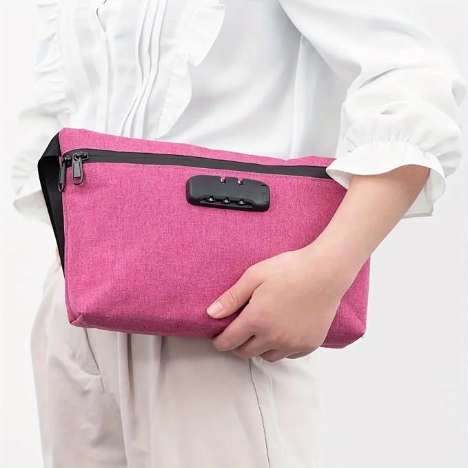 Smell Proof Bags, Document Bag with Combination Lock, Carbon Lined Odor Proof Storage Pouch for Travel Stash Storage