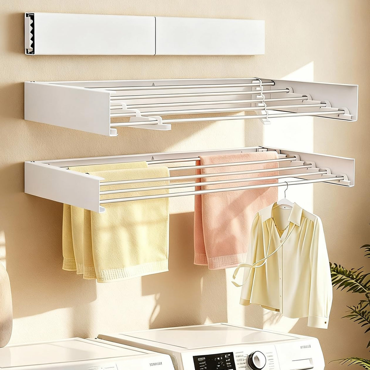 Wall Mounted Clothes Drying Rack Foldable 23.6" Laundry - Image 1