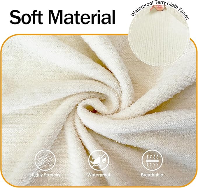 Waterproof Couch Cover, Stretch Non-Slip Sofa Slipcover with Elastic Bottom That Stays in Place - Leakproof Furniture Protector for Kids and Pets - Washable (Sofa, Light Yellow)