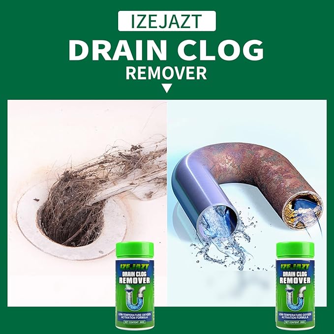 Drain Clog Remover Powder - Fast Acting Formula for All Drains, Kitchen, Bathroom, Sink & Shower - 100% Effective to Eliminate Hair, Grease, and Blockages - [4Pack ]