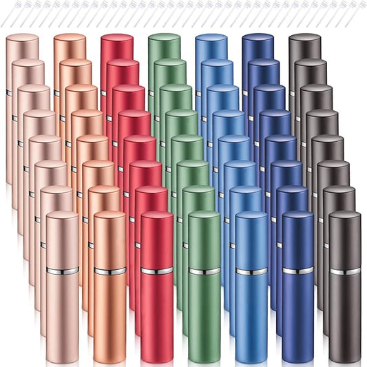 Zonon 56 Pieces 5ml Refillable Perfume Atomizer Mini Refillable Spray Perfume Bottle Portable with 56 Pieces Refill Pump Dispenser Pump Transfer Tool for Outgoing Valentine's Day(Morandi Color)