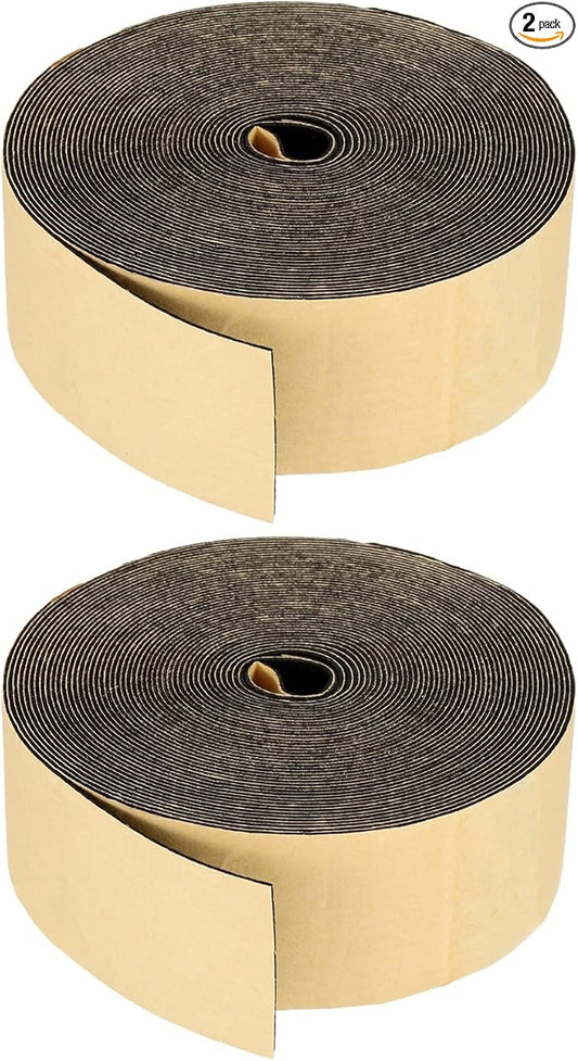 PATIKIL Foam Insulation Tape, 2Pcs 2" W x 1/16" t x 32.8FT Self Adhesive Weather Stripping Door Seal Strip for Door Window Air Conditioning, Black