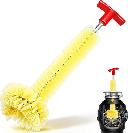 Garbage Disposal Cleaner Sink and Drain Brush Universal Garbage Disposal Cleaner 12'' Long Brush for Kitchen Waste Food(Yellow)