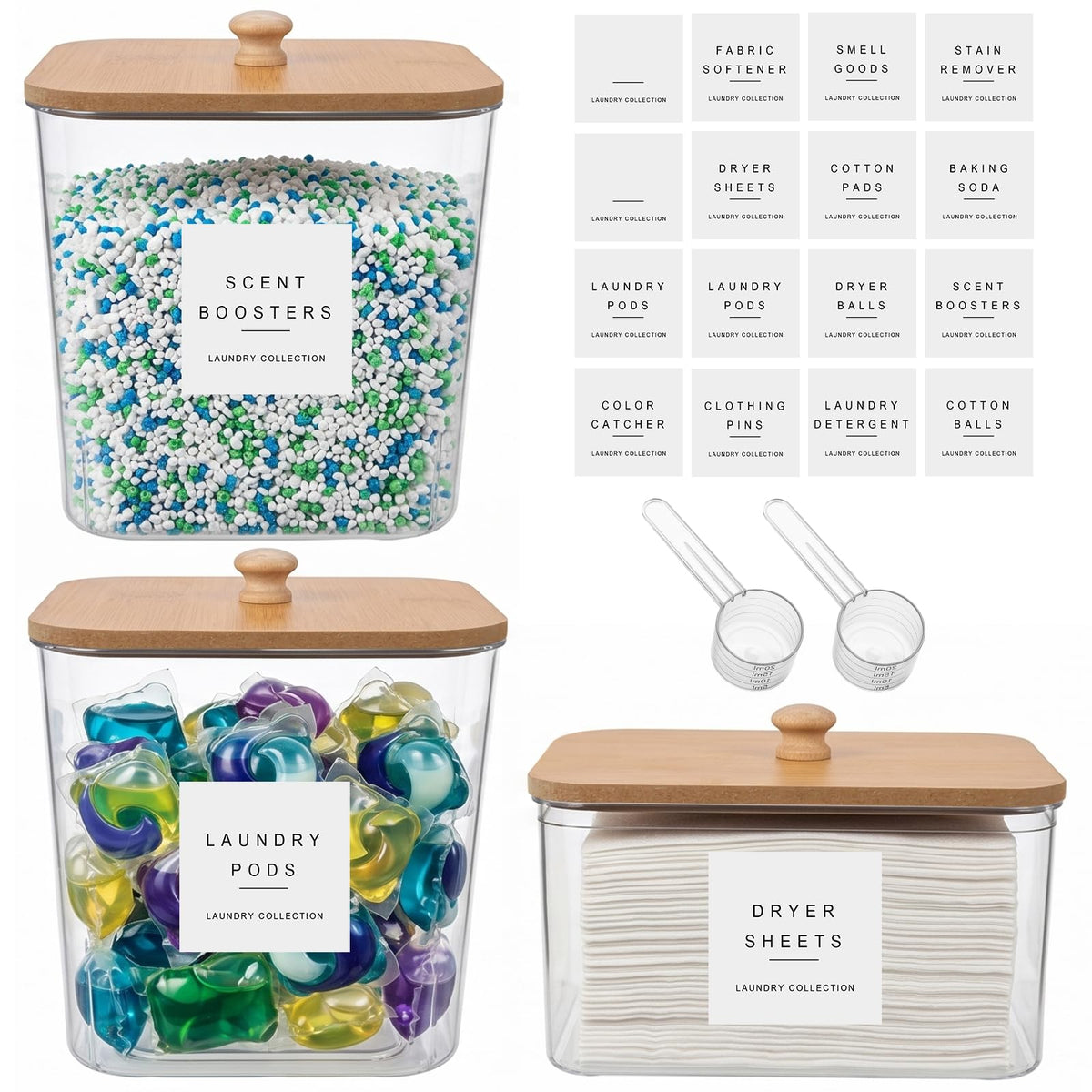 POLRAI 3 Pack Laundry Pod Containers and Dryer Sheet - Image 1