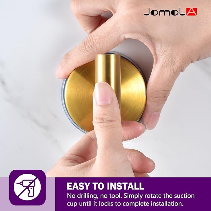JOMOLA Suction Cup Hooks for Shower (4 Pcs Brushed Gold)