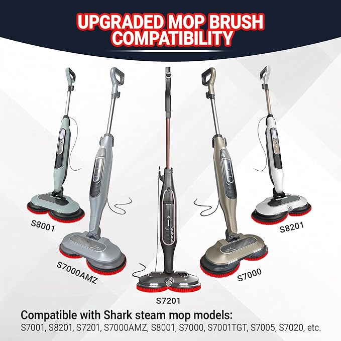 2 Pack Replacement Brush Heads for Shark Steam Mop S7000/S7001/S8201 Series, Deep Cleaning for Tiles Hardwood Floor (red)