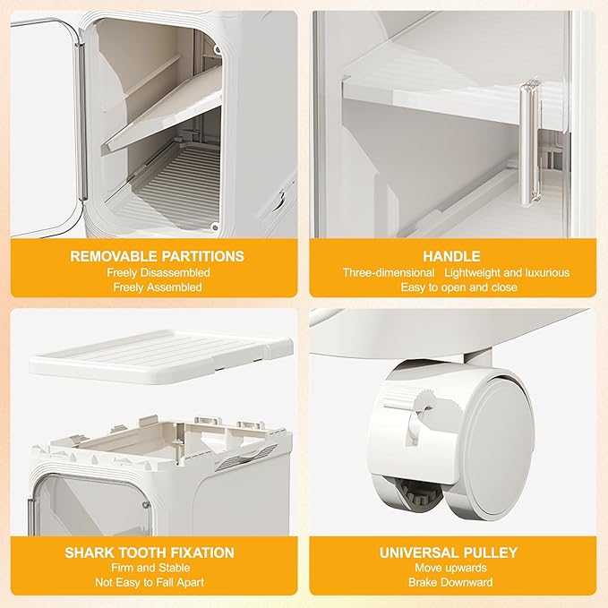 Slim Tall Bathroom Cabinet, Narrow Bathroom Organizer with Doors and Shelves, Movable Skinny Organization for Small Spaces (White, 61.8"x13.39"x8.27")