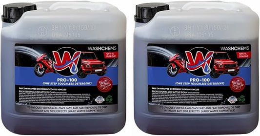 Wash Chems Pro 100 Touchless One Step Car Wash Detergent Soap Concentrate (1 Gal, 128 oz) No Brushing (Heavy-Duty) Commercial Grade Professional Cleaner Great for Trucks & Tractors (2, 1 gallon)