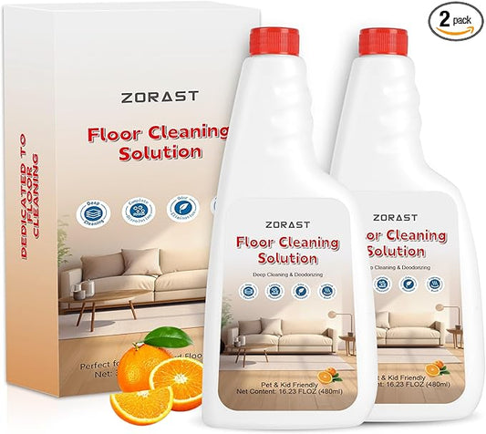 Sweet Orange Scent Floor Cleaning Solution,2-Pack 16.23oz,Compatible with All Roborock Mopping Robots (S7, S8, Qrevo, Q7, Q8 series),Deep Cleans Multiple Hard Floors,Streak-Free Shine,Eco-Safe