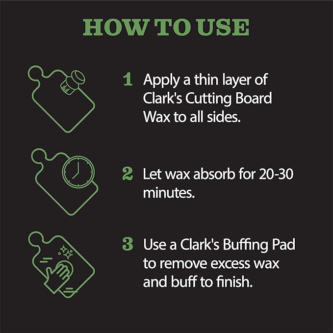 CLARK'S Cutting Board Wax - 2-in-1 Wood Butter & Food Grade Mineral Oil with Beeswax – Butcher Block Conditioner for Charcuterie & Cutting Boards – Lemongrass Essential Oil Scent – Made in USA, 6oz