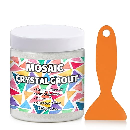 Mosaic Crystal Grout, Mosaics Tile Tools, Mosaic Tile Accessories – Essential for Handmade Grouting and Perfect for DIY Craft Projects (Translucent, 17.5oz)