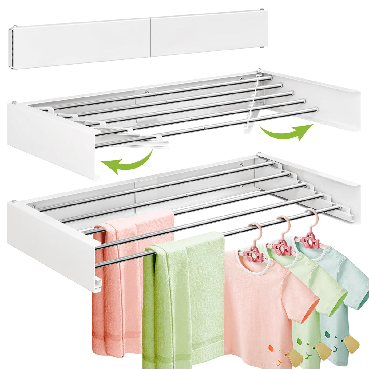 ZdwCyl Wall Mounted Drying Rack 32", Laundry Clothes - Image 1