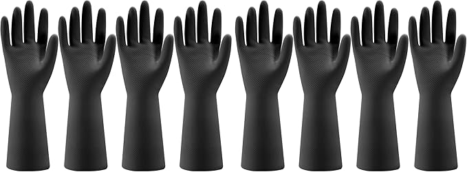 Bamllum 4 Pairs Rubber Kitchen Dishwashing Gloves - Reusable Household Cleaning Gloves for Washing Dishes and Cleaning Tasks, Flexible Long-lasting and Non-Slip (Medium, Black) (Pack of 2)