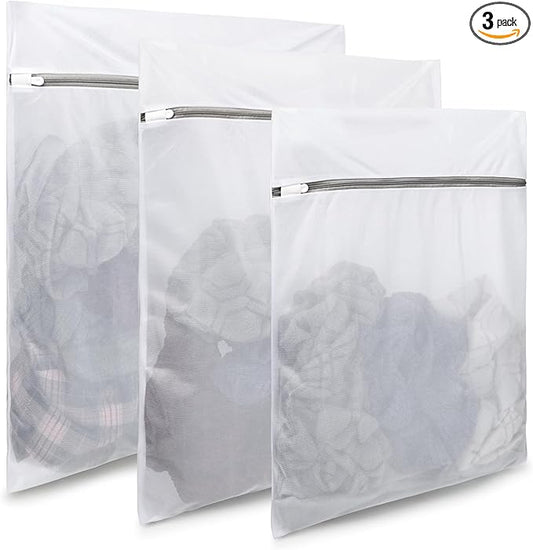 Mesh Laundry Bags, Fine Mesh, 16"×20"/20"×24"/24"×24", Durable Material with Sturdy Zipper - For Clothes, Linens, Shoes, Travel Storage Bags (3PC M/L/XL)