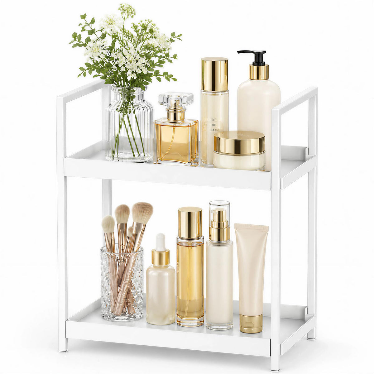 2 Tier Bathroom Counter Shelf Organizer for Skincare Makeup - Image 1