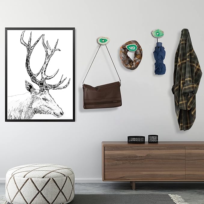 Cozy Tower 4 Pcs Green Agate Wall Hooks - Decorative, Hat Bag & Purse Hooks in Gold Brass Finish