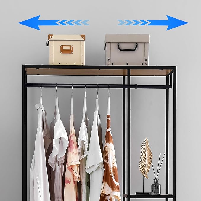 Expandable Closet Rod for Wire Shelf Hanging Clothes Adjustable Heavy Duty Closet Hanging Rod Extender Heavy Duty Hanger Bar Metal Poles for Wardrobes Hanger, 1 Pack(24-41 Inch,Black)