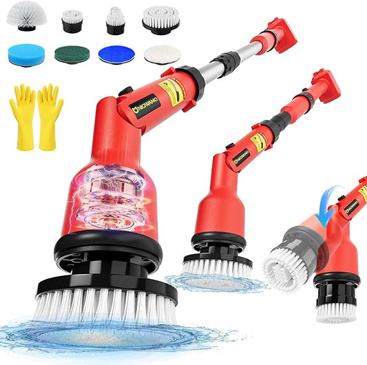Electric Spin Scrubber Compatible for Milwaukee 18V Battery(Battery NOT Included), 1000 RPM Battery Powered Scrubber with Adjustable Extension Arm & 8 Brushes & Gloves for Tub/Tile/Floor